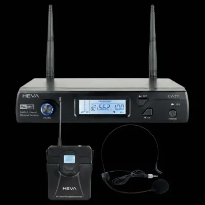 SISTEMA INALAMBRICO UHF HEVA PRO AUDIO-UN MICROFONO VINCHA UNA BASE Y ESTUCHE-INCLUYE CABLE USBC