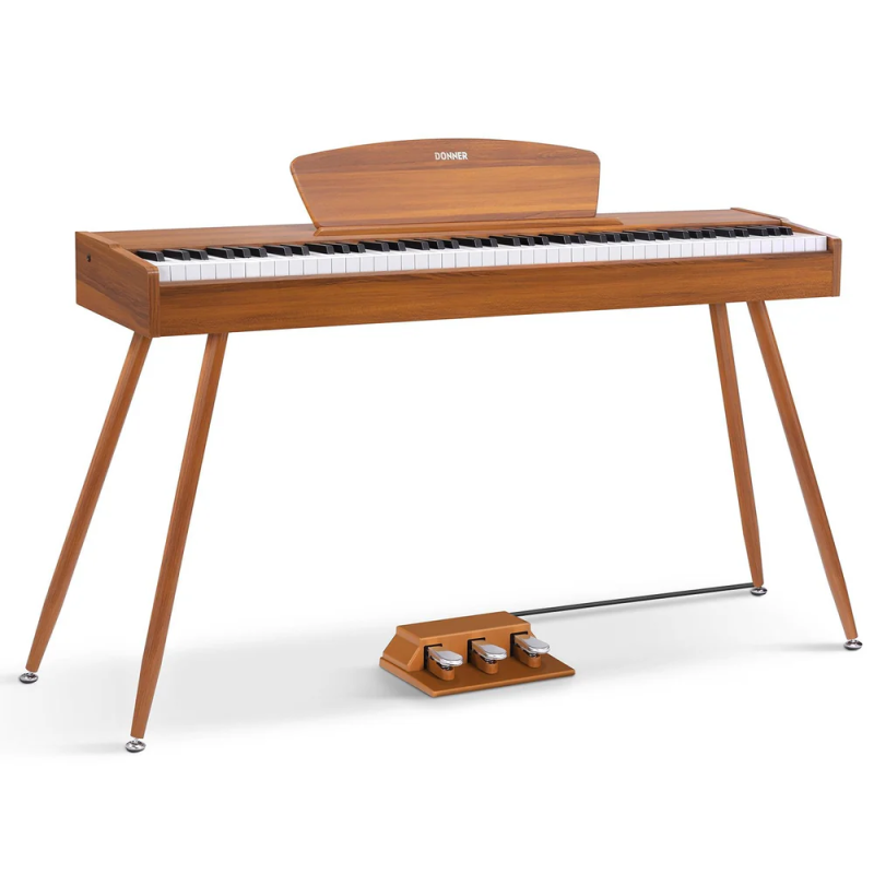PIANO ELECTRICO DONNER DDP80 TECLAS PESADAS-SOPORTE-POLIFONIA 128-3 PEDALES-20Wx2-USB-COLOR MADERA