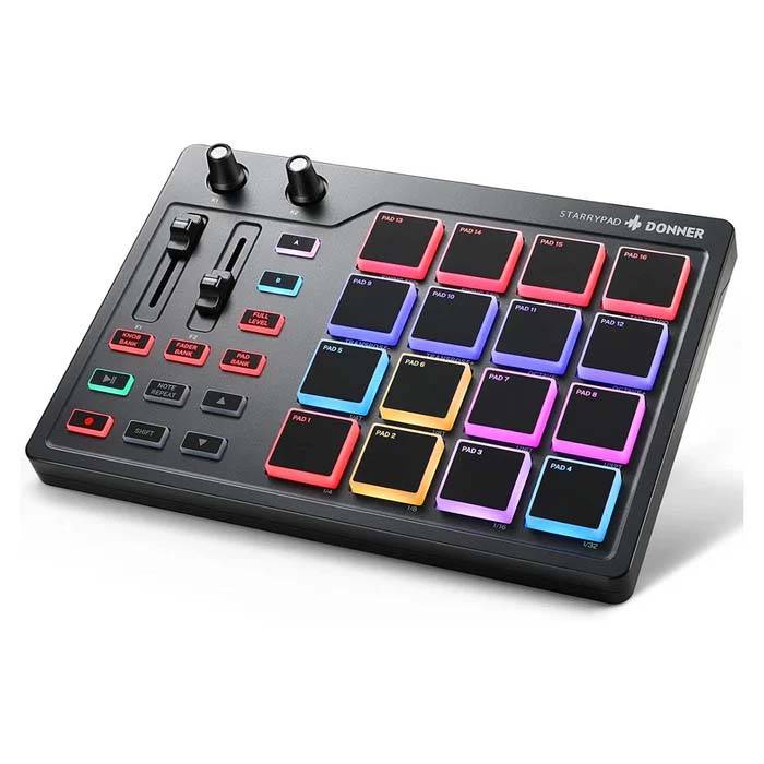 CAJA DE RITMOS DONNER BEAT MAKER DPD16 16 PADS-2 FADERS Y PERILLAS ASIGNABLES-USBC