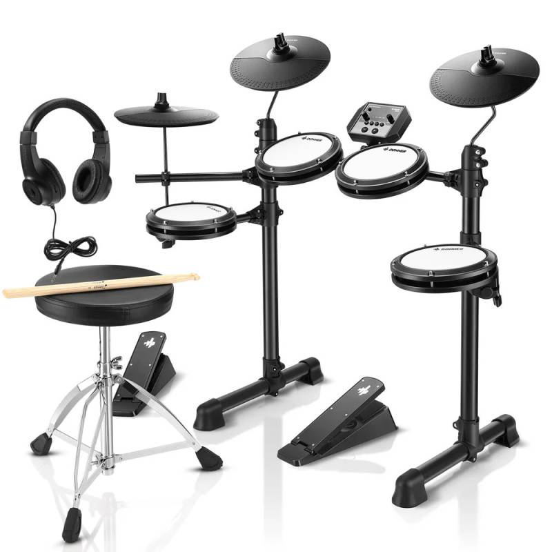 BATERIA ELECTRONICA DONNER DED80-BOMBO Y 4 PADS-3 PLATILLOS-180 TONOS Y 15 KITS