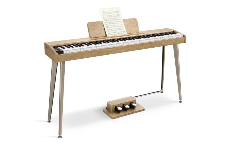 PIANO ELECTRICO DONNER DDP60 TECLAS SEMIPESADAS-POLIFONIA 128-SOPORTE-3 PEDALES-15Wx2-COLOR MADERA