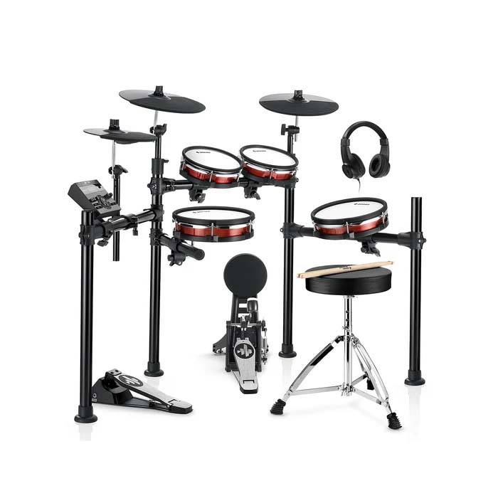 BATERIA ELECTRONICA DONNER DED200MAX-4PADS+BOMBO-3 PLATILLOS-450 SONIDOS-31 SETS-PEDALES BANQUETA
