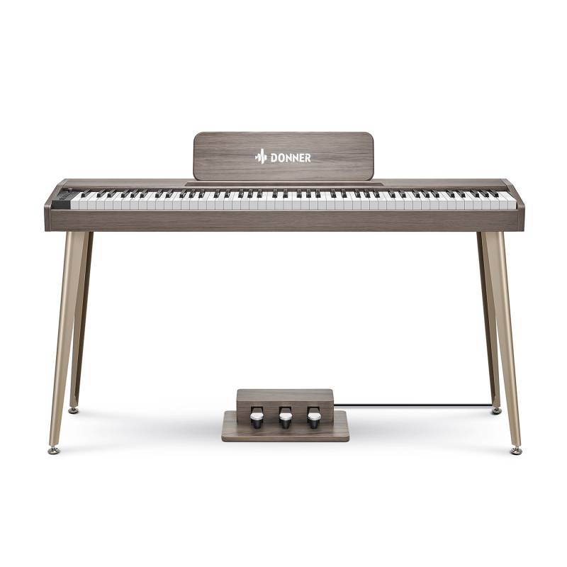 PIANO ELECTRICO DONNER DDP60 TECLAS SEMIPESADAS-POLIFONIA 128-SOPORTE-3 PEDALES-15Wx2-COLOR GRIS