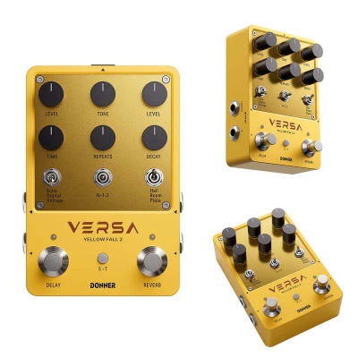 PEDAL DE EFECTO DONNER VERSA YELLOW FALL 2-DELAY Y REVERB-MODO TAP Y TEMPO