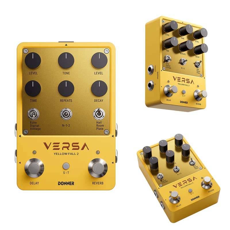 PEDAL DE EFECTO DONNER VERSA YELLOW FALL 2-DELAY Y REVERB-MODO TAP Y TEMPO