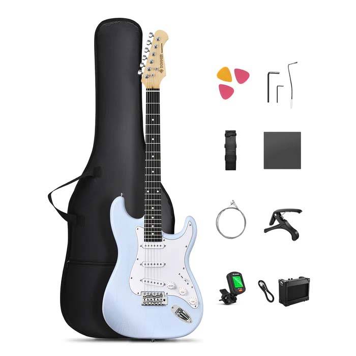 SET GUITARRA ELECTRICA DONNER DST80 CON AMPLIFICADOR 5W-FUNDA-AFINADOR COLOR SONIC BLUE