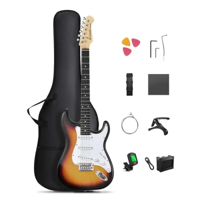 SET GUITARRA ELECTRICA DONNER DST80 CON AMPLIFICADOR 5W-FUNDA-AFINADOR COLOR SUNBURST