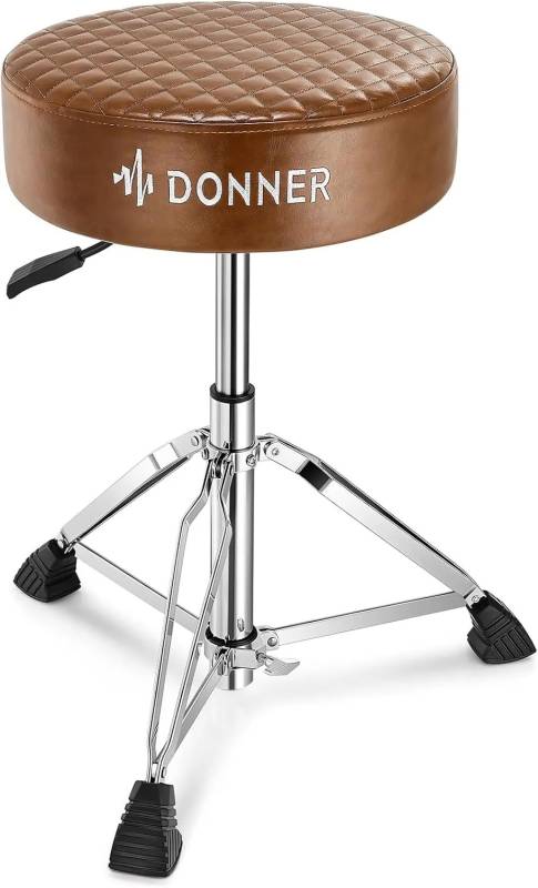 BANQUETA DE BATERIA DONNER DT150BR-ASIENTO REDONDO HIDRAULICO MARRON