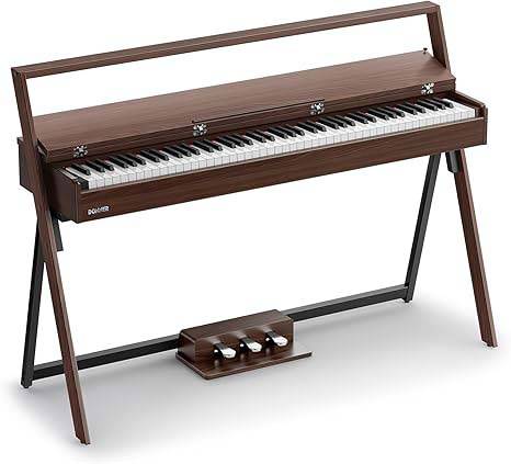 PIANO ELECTRICO DONNER OURA R300 CON TAPA-SOPORTE-3 PEDALES-POLIFONIA 256-15 VOCES-BLUETOOTH-WALNUT