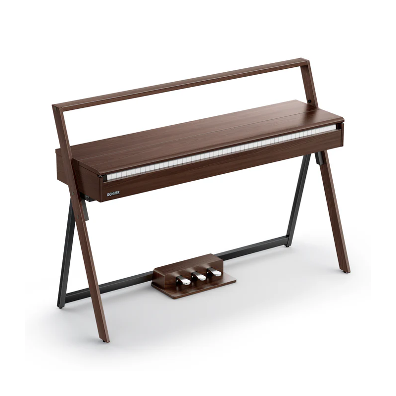 PIANO ELECTRICO DONNER OURA R300 CON TAPA-SOPORTE-3 PEDALES-POLIFONIA 256-15 VOCES-BLUETOOTH-WALNUT