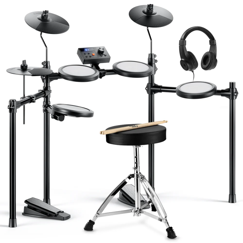 BATERIA ELECTRONICA DONNER DED70 PARA NIÑOS-BOMBO Y 4 PADS-150 SONIDOS Y 15 KIT-3 PLATILLOS-PLEGABLE