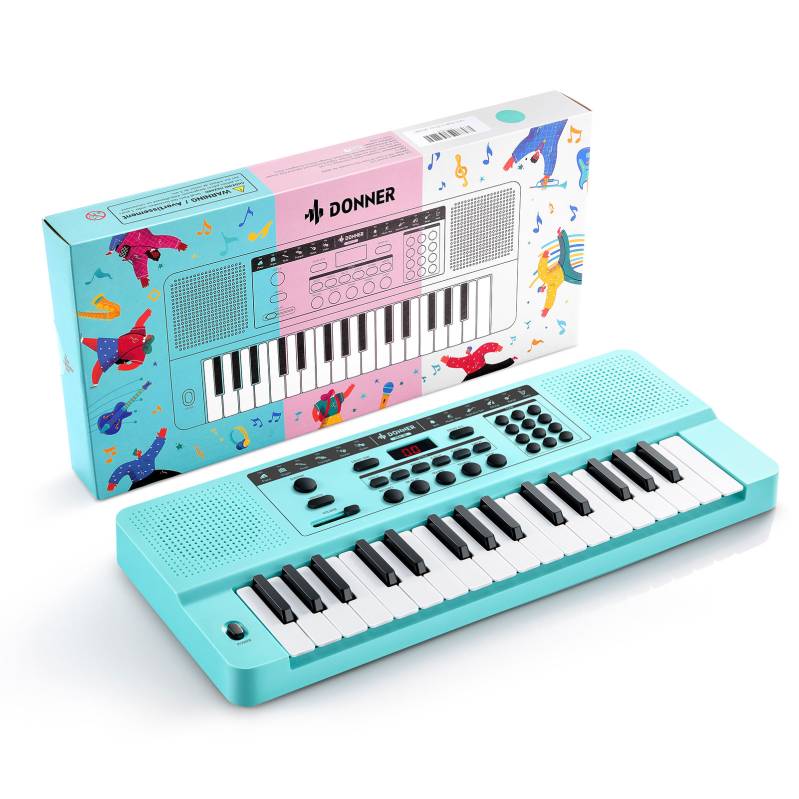 TECLADO DIGITAL DONNER DEK32A 32 NOTAS-LED-MODO APRENDIZAJE-COLOR TURQUESA