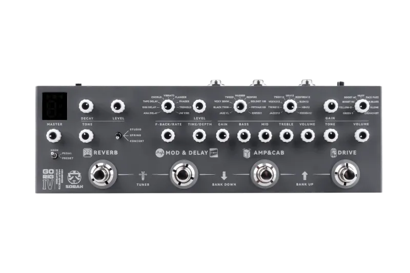 PEDALERA MULTIEFECTO SORAN GO RIG 4-9 EFECTOS Y SIMULACIONES-3 DELAYS-3 REVERB-BTH-BATERIA DE 5HS