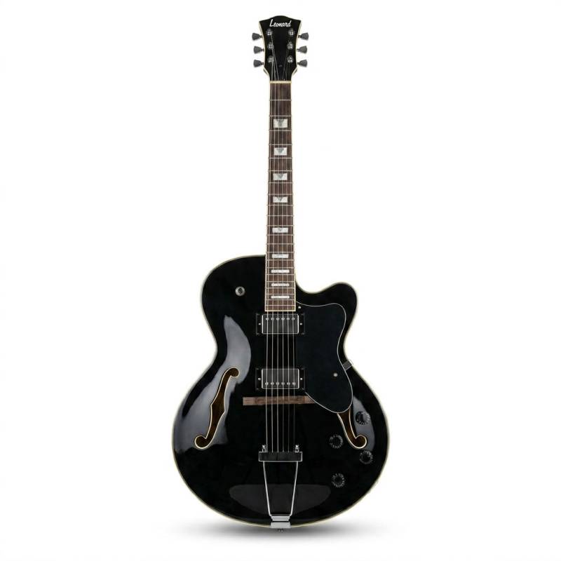 GUITARRA ELECTRICA LEONARD DE CAJA TIPO JAZZ - COLOR NEGRO