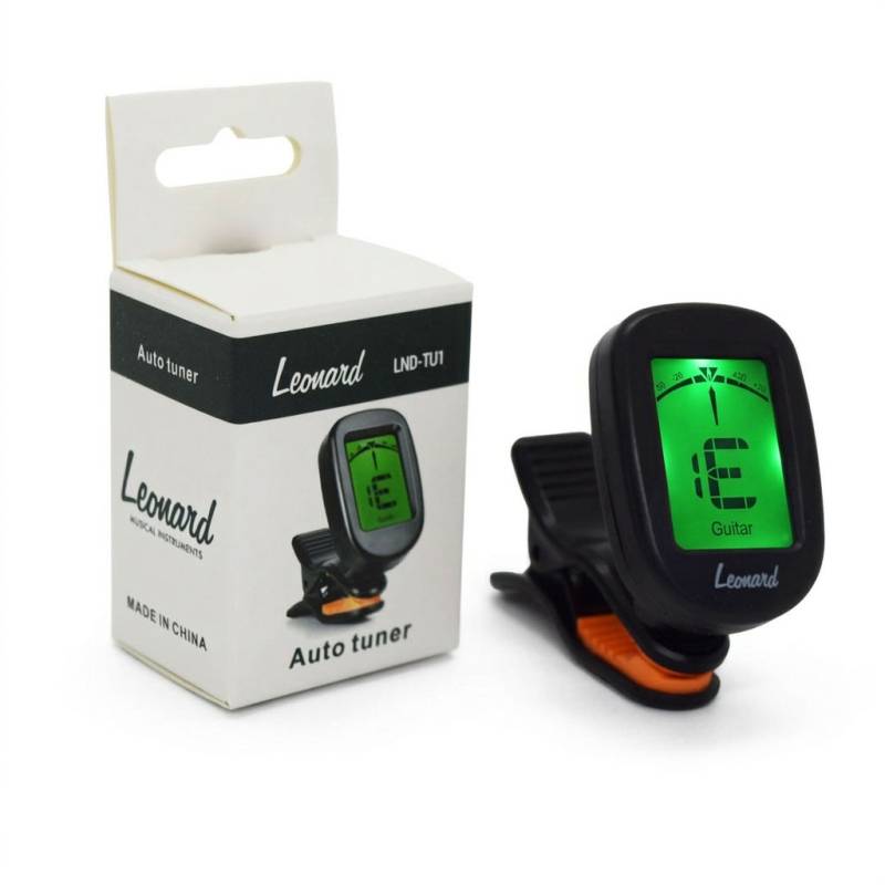 AFINADOR LEONARD TIPO CLIP CROMATICO-GUITARRA-BAJO-VIOLIN-UKELELE-F-Bb-Eb