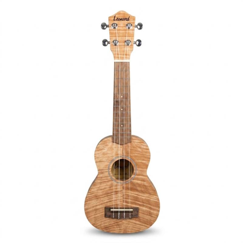UKELELE LEONARD SOPRANO QUILT OKUME 21 CON CUERDAS AQUILA Y FUNDA - COLOR NATURAL MATE
