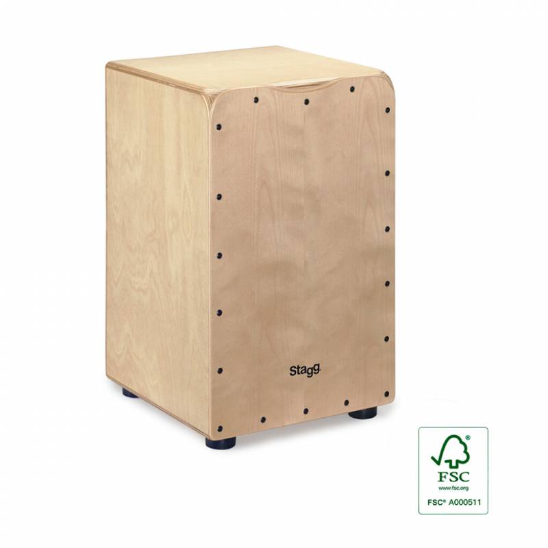 CAJON STAGG CON 2 PARES DE CUERDAS AJUSTABLES-INCLUYE LLAVE DE AFINAR-TAPA COLOR NATURAL