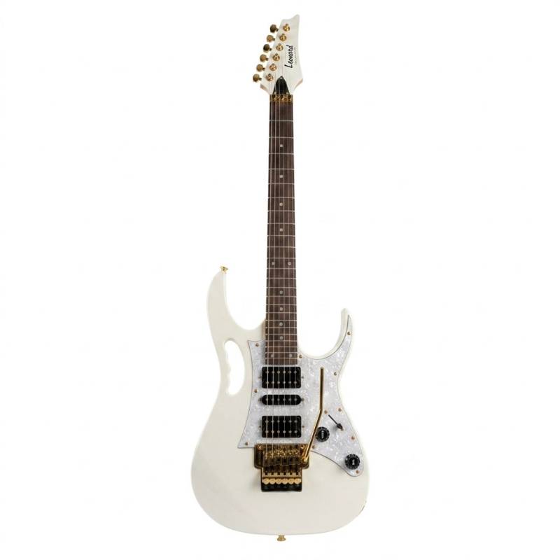 GUITARRA ELECTRICA LEONARD TIPO STEVE VAI-FLOYD ROSE-COLOR BLANCO