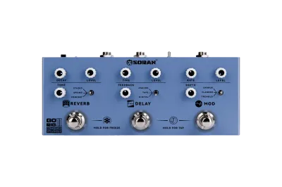 PEDALERA MULTIEFECTO SORAN GO RIG 2-3 EFECTOS-3 DELAYS-3 REVERB-BTH-BATERIA DE 5HS