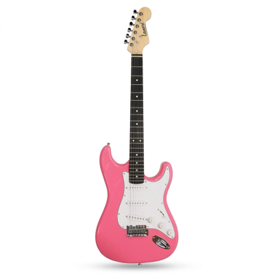 GUITARRA ELECTRICA LEONARD STRATOCASTER 3 MICS SIMPLES-PALANCA-COLOR ROSA