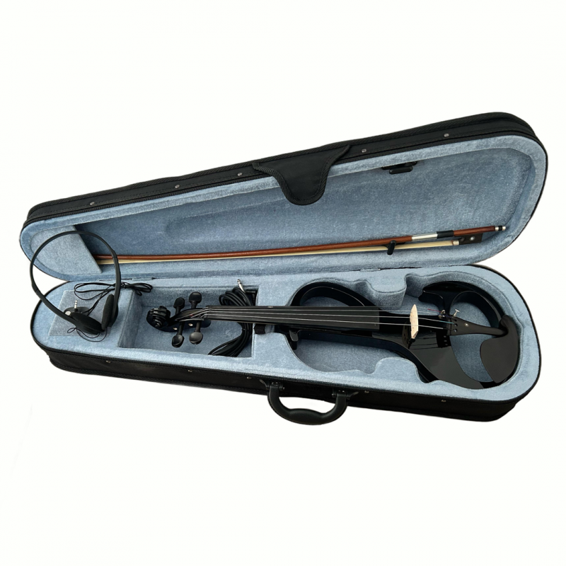 VIOLIN ELECTRICO INCLUYE ESTUCHE-AURICULARES-ARCO COLOR NEGRO