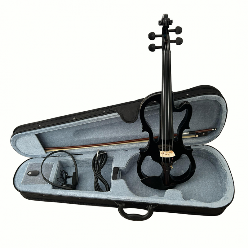VIOLIN ELECTRICO INCLUYE ESTUCHE-AURICULARES-ARCO COLOR NEGRO