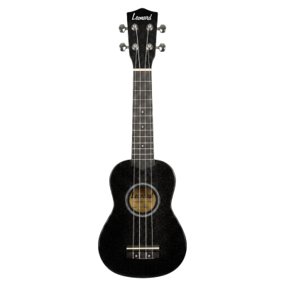 UKELELE LEONARD SOPRANO CON FUNDA - COLOR NEGRO SPARKLE