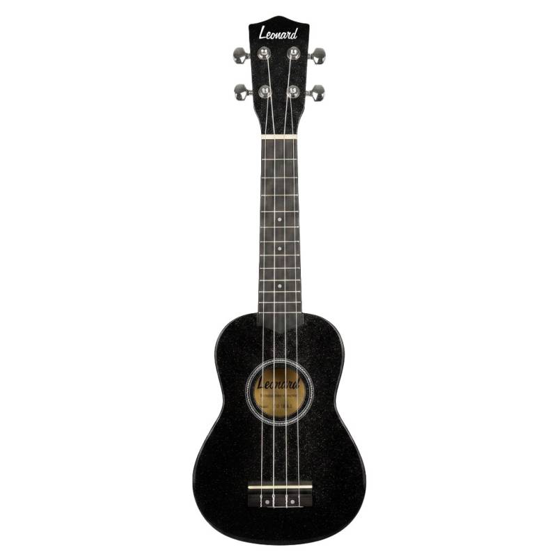 UKELELE LEONARD SOPRANO CON FUNDA - COLOR NEGRO SPARKLE