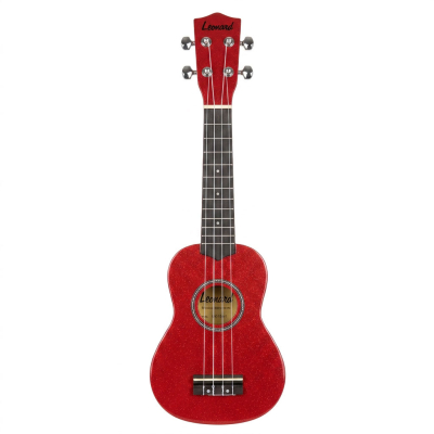 UKELELE LEONARD SOPRANO CON FUNDA - COLOR ROJO SPARKLE