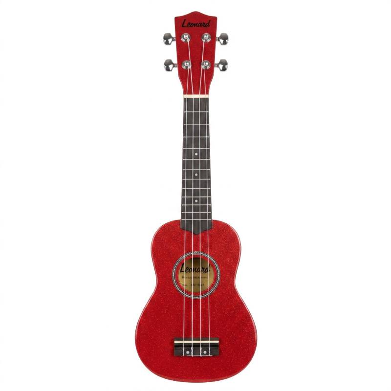 UKELELE LEONARD SOPRANO CON FUNDA - COLOR ROJO SPARKLE