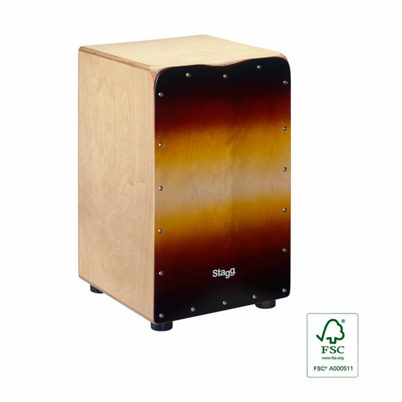 CAJON STAGG CON 2 PARES DE CUERDAS AJUSTABLES-INCLUYE LLAVE DE AFINAR-TAPA COLOR SUNBURST