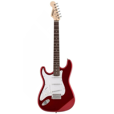 GUITARRA ELECTRICA LEONARD STRATOCASTER PARA ZURDO -3 MICS SIMPLES-PALANCA-COLOR ROJO METALIZADO