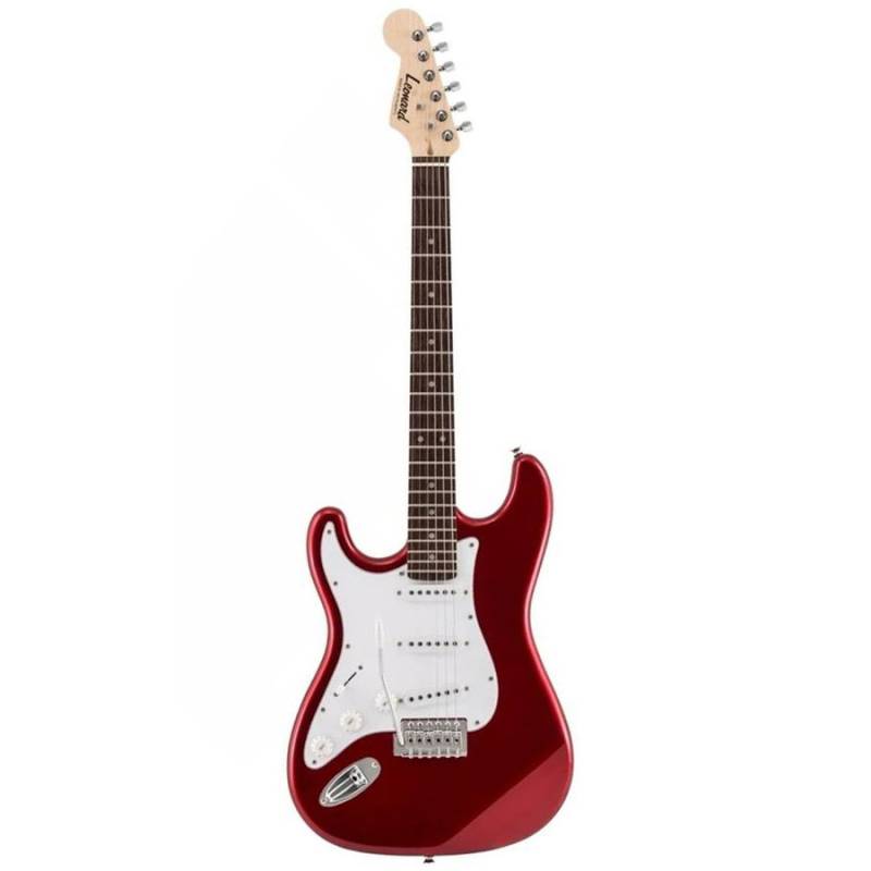 GUITARRA ELECTRICA LEONARD STRATOCASTER PARA ZURDO -3 MICS SIMPLES-PALANCA-COLOR ROJO METALIZADO