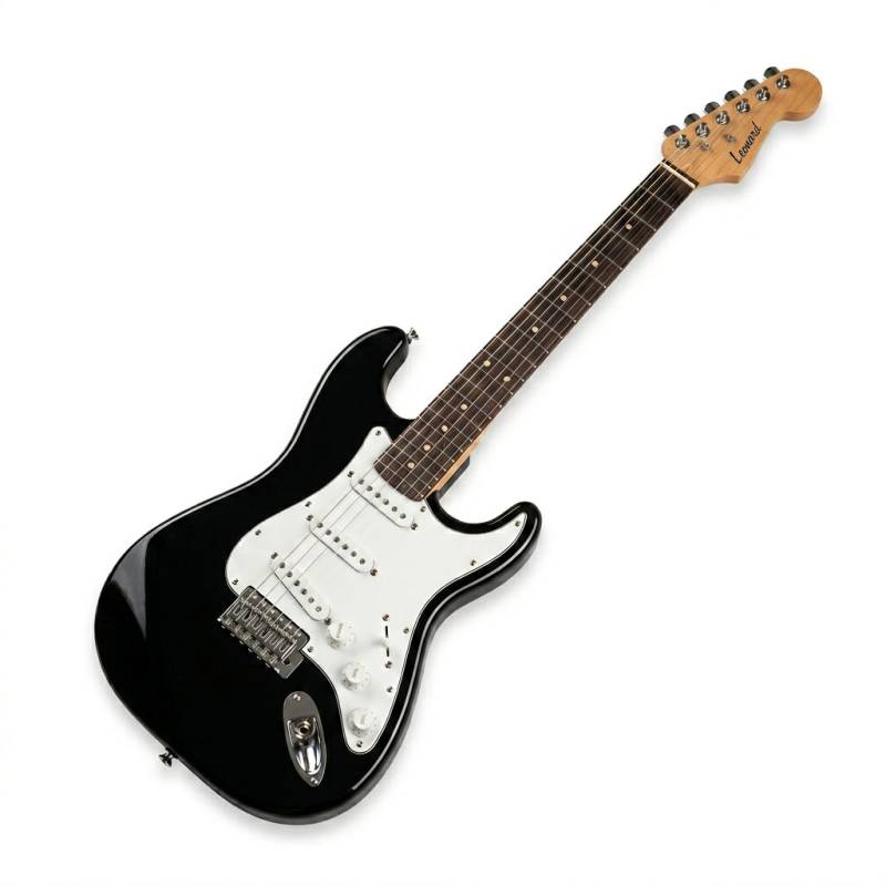 GUITARRA ELECTRICA LEONARD STRATOCASTER PARA CHICOS 1/2- 3 MICS SIMPLES-PALANCA-COLOR NEGRO