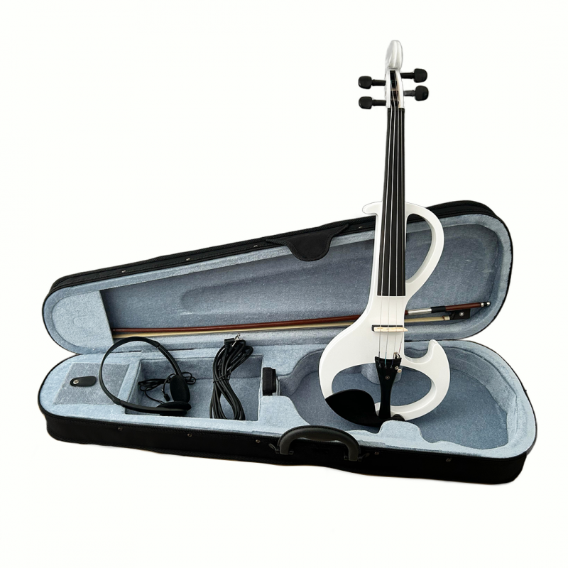 VIOLIN ELECTRICO INCLUYE ESTUCHE-AURICULARES-ARCO COLOR BLANCO