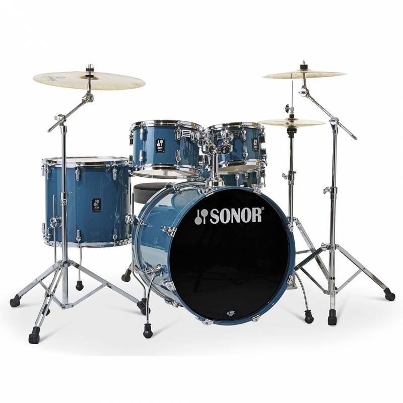 BATERIA SONOR AQ1 STAGE 22x17.5,10x7,12x8,16x15 RED.MADERA 14x6 CARIBBEAN BLUE INCHARDWARE 2000