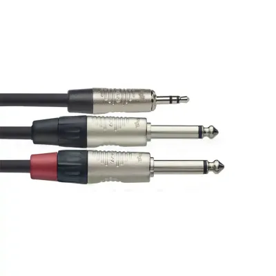 CABLE STAGG MINI PLUG STEREO-DOS PLUG 1mts