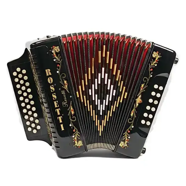 ACORDEON ROSSETTI 12 BAJOS-31 BOTONES- LLAVES DE BOTONES-COLOR NEGRO