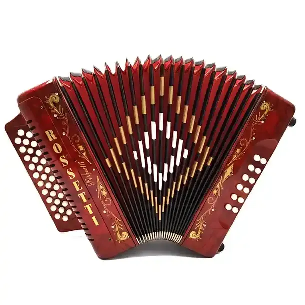 ACORDEON ROSSETTI 12 BAJOS-31 BOTONES- LLAVES DE BOTONES-COLOR ROJO