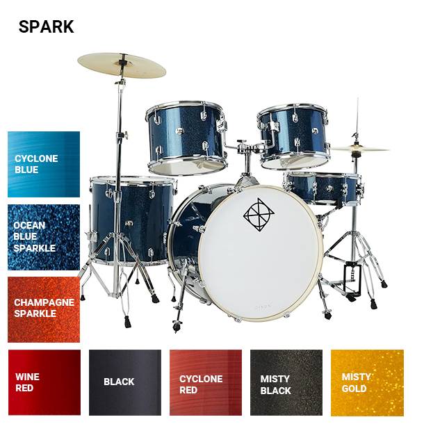BATERIA DIXON SPARK 5 CUERPOS 2210121614HARDWARE-PLATILLOS HIHAT CRASH-BANQUETA-OCEAN BLUE