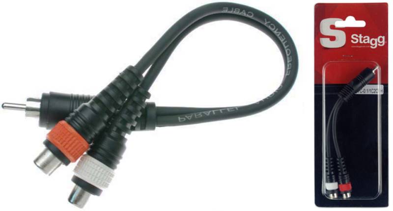 CABLE STAGG 0.10mts 1 RCA MACHO A 2 RCA HEMBRA