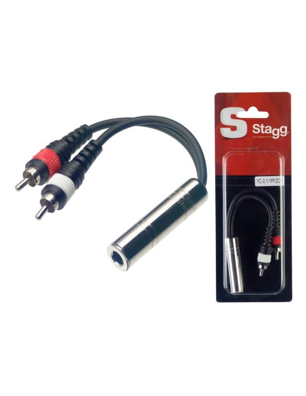 CABLE STAGG 0.10mts 1 ADAPTADOR PLUG HEMBRA A 2 RCA MACHO