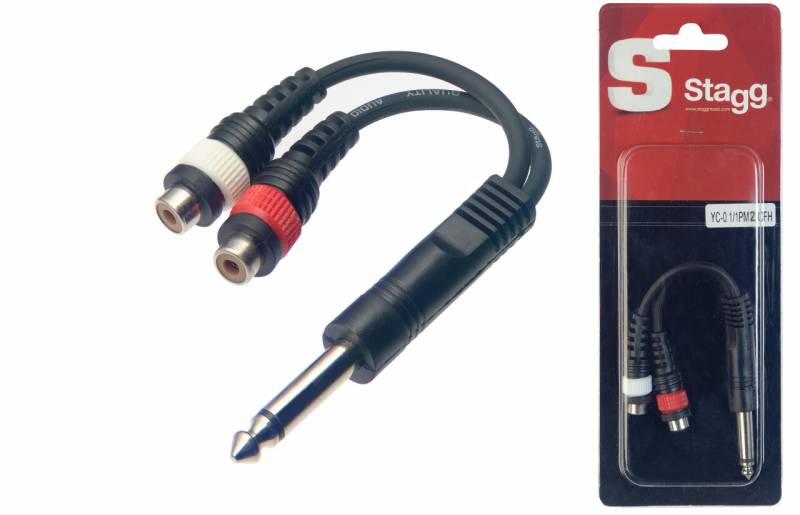 CABLE STAGG 0.10mts 1 PLUG MONO A 2 RCA HEMBRA