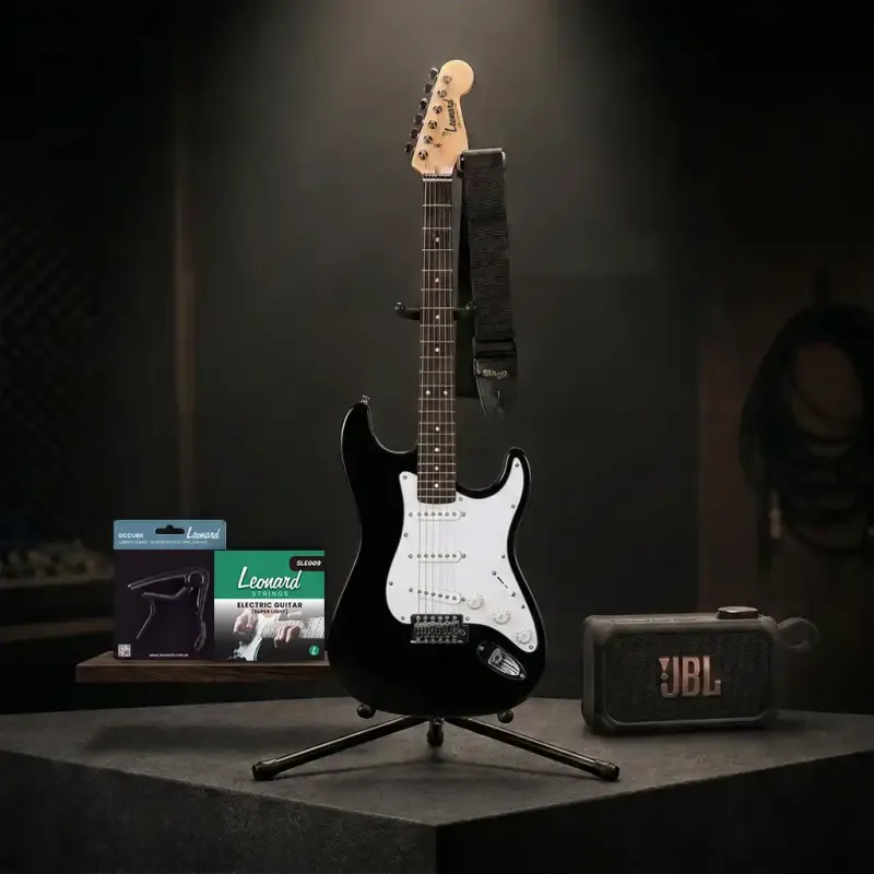 SET GUITARRA ELECTRICA LE362BK CON AMPLIFICADOR JBLBANDBOXSOLO +LNDSGU+GCCUBK+SGC3+SLE009+BJA006BK