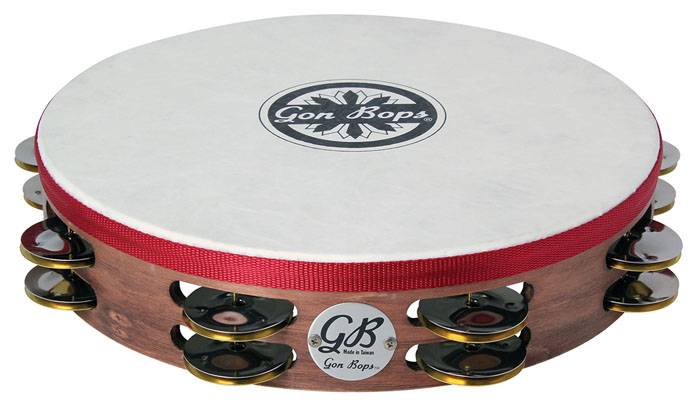 10 TAMBORINE GON BOPS DE MADERA CON DOBLES SONAJAS CON PARCHE